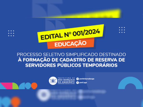 PROCESSO SELETIVO N.º 001/2024 - EDUCAÇÃO